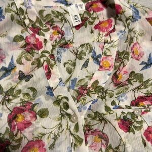 Kut from the Kloth sheer floral top roses flowers xs